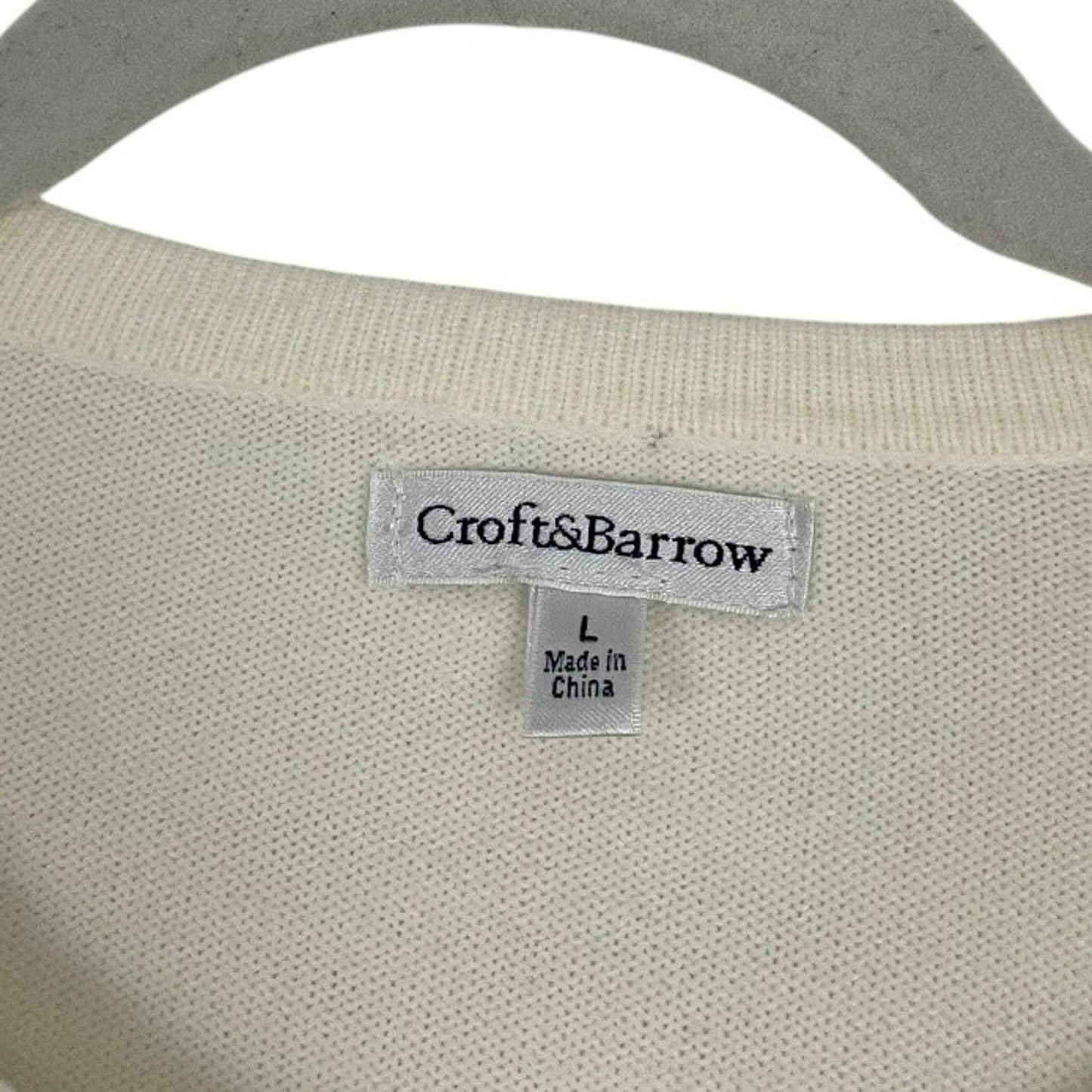 Croft & Barrow Cream and Blue Argyle Button Down Sweater