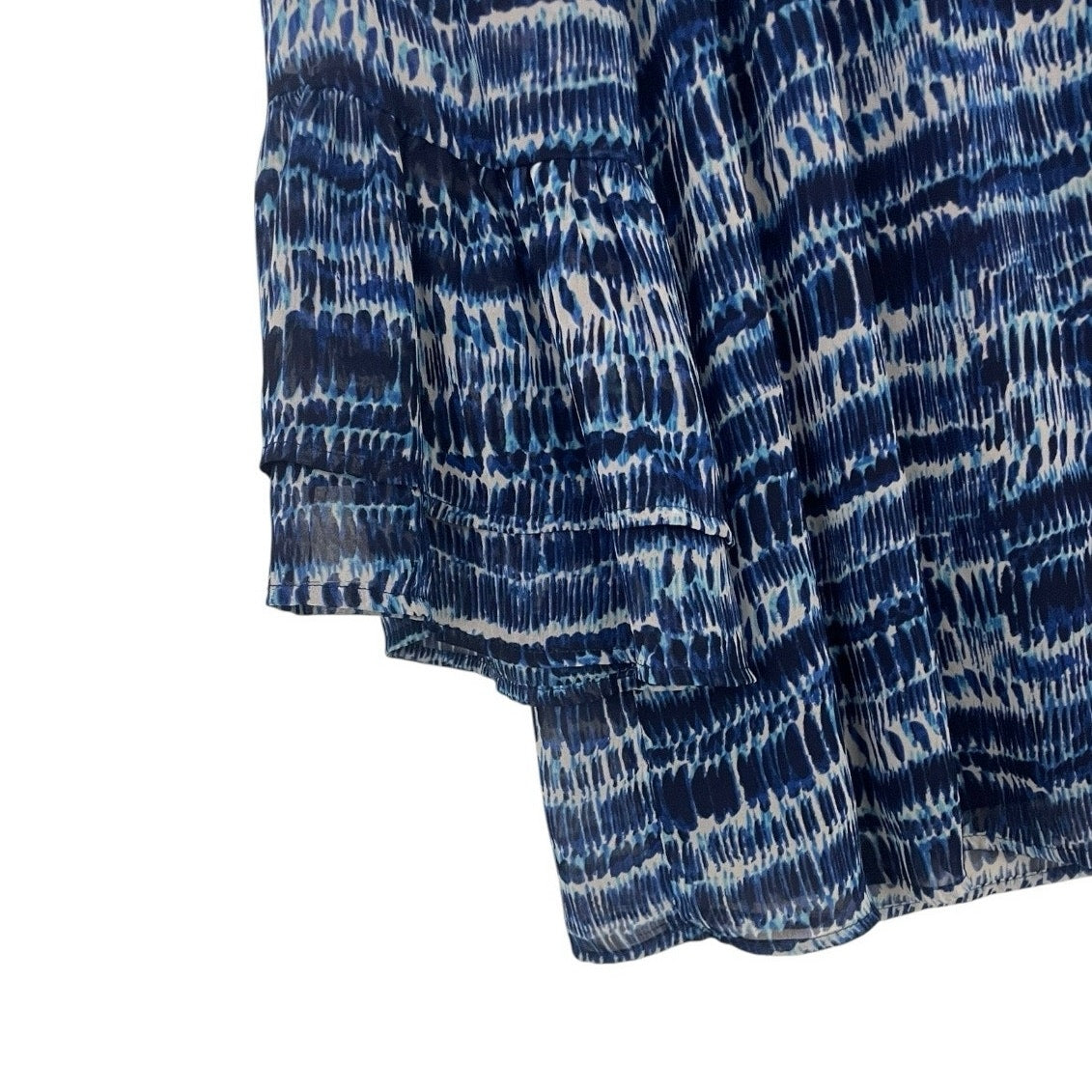 Apt. 9 Blue & White Sheer Long Bell Sleeve Blouse