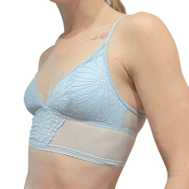 Aerie Blue Floral Lace Padded Bralette