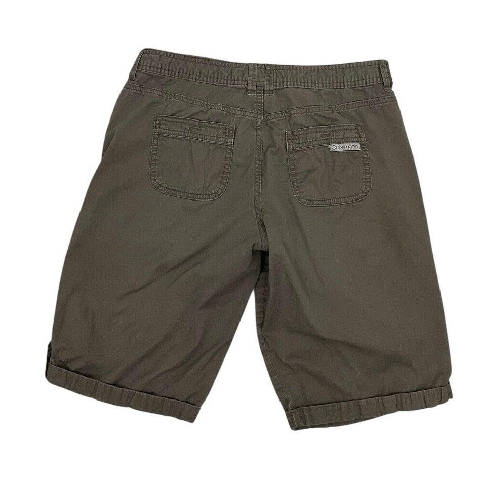 Calvin Klein Jeans Brown Midi Denim Cuffed Cargo Shorts