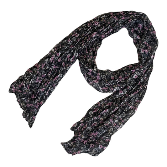 Sheer Black & Pink Floral Thin Scarf