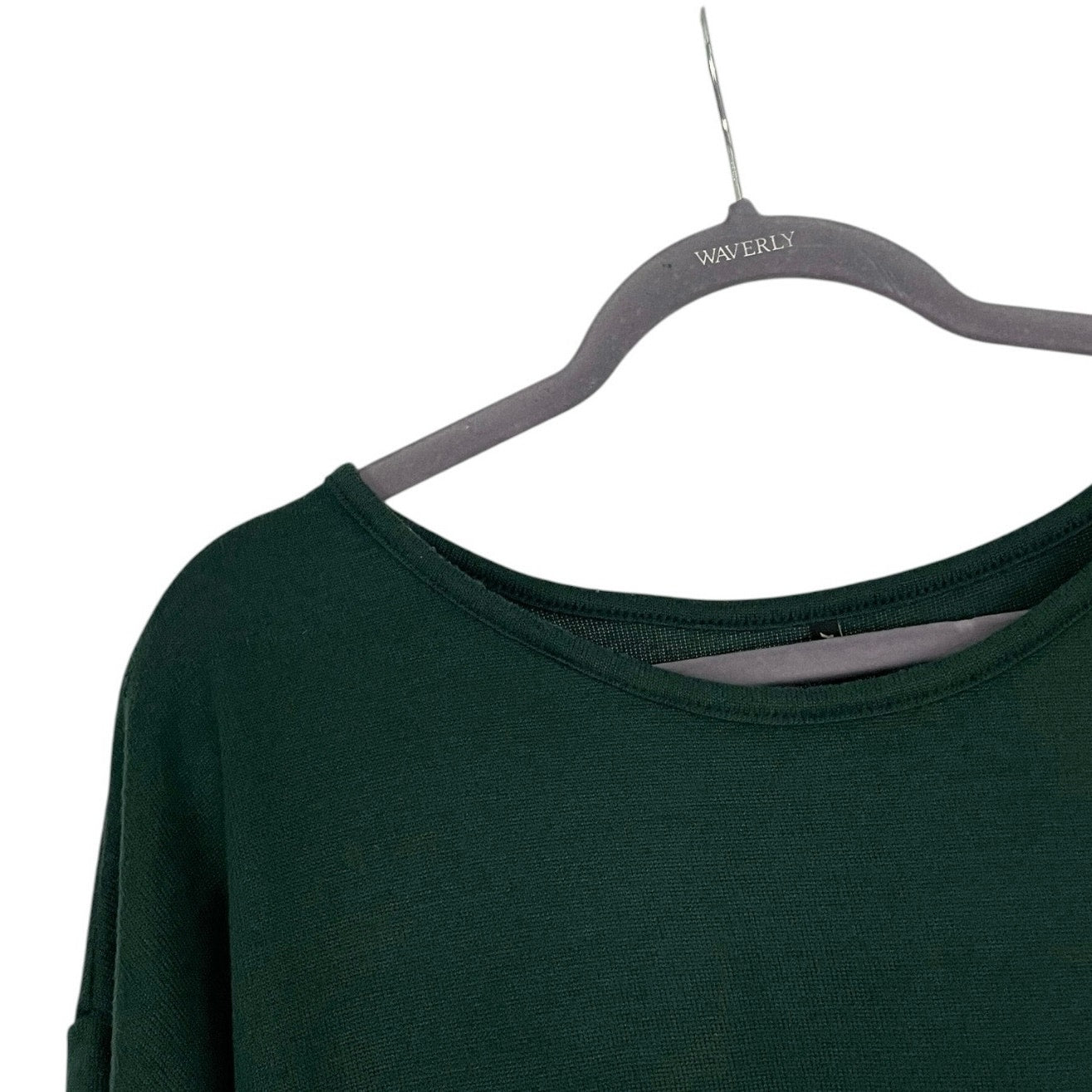 Only Soft Dark Green Quarter Sleeve Crewneck Top