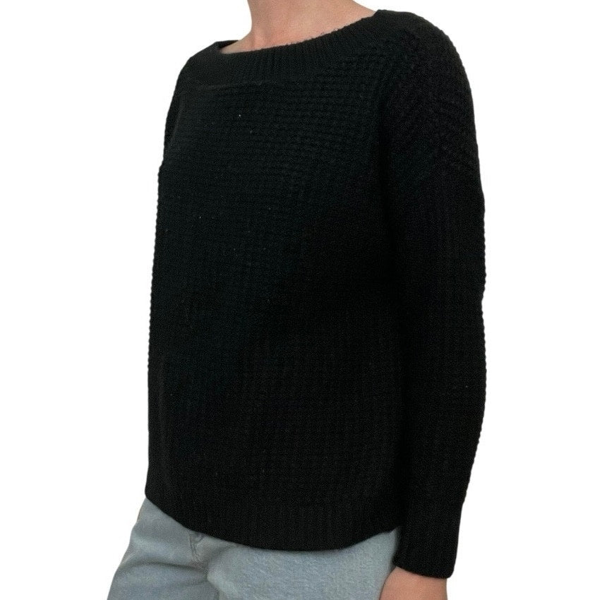 Leith Black Knit Crewneck Sweater