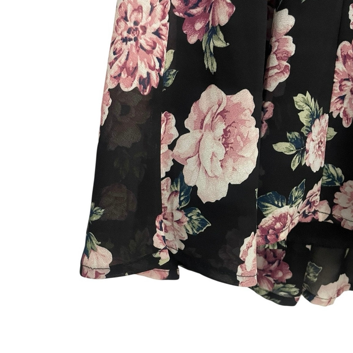 Blue Rain Black & Pink Floral A-Line Mini Dress