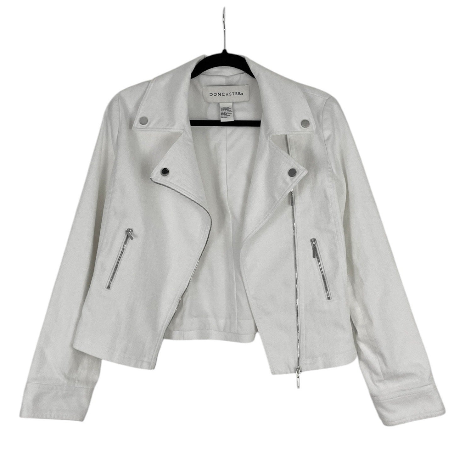 Doncaster White Denim Zip Up Collared Jacket