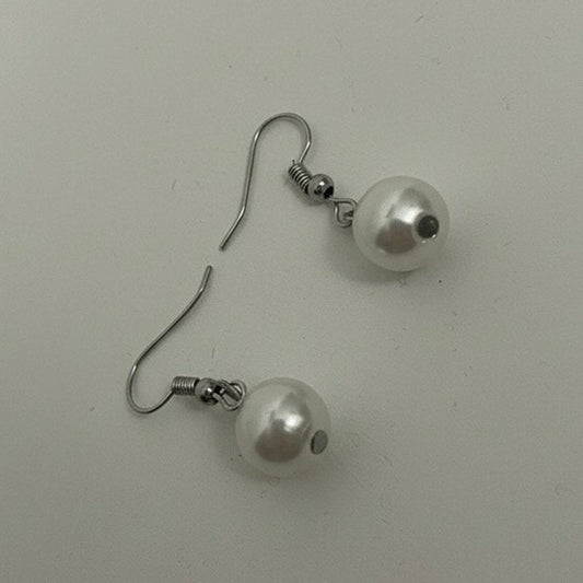 Vintage Silver Faux Pearl Earrings