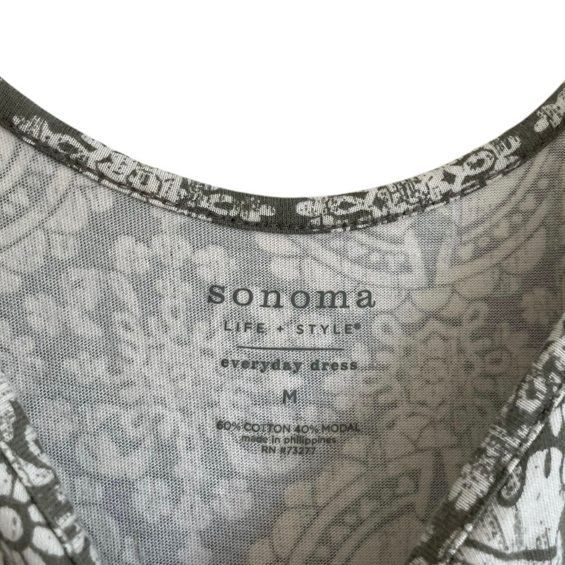 Sonoma Olive Green Medallion Print Boho Maxi Everyday Dress