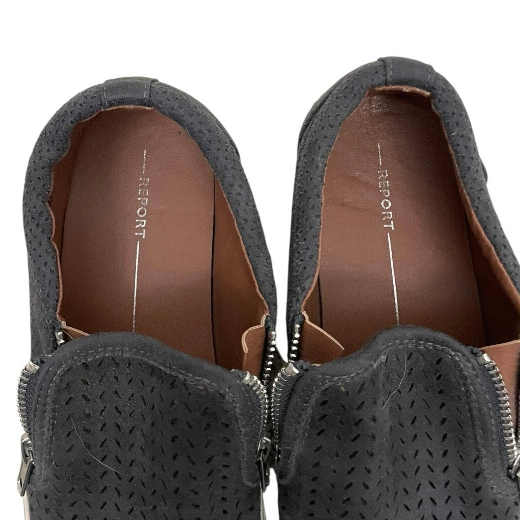 Report Alexa Grey Perforated Zipper Slip On Sneakers