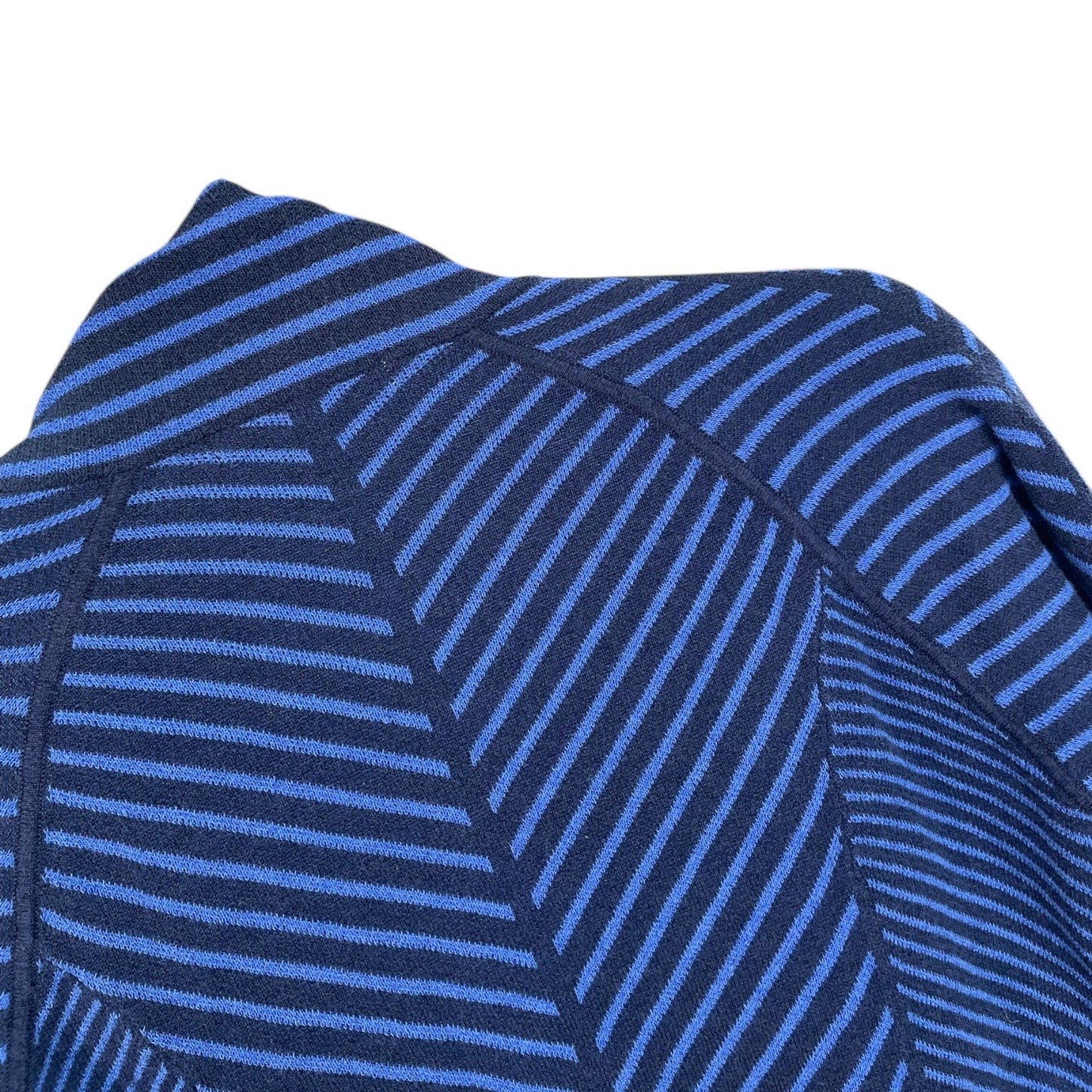 Foxcroft Blue and Black Striped Knit Cardigan Sweater