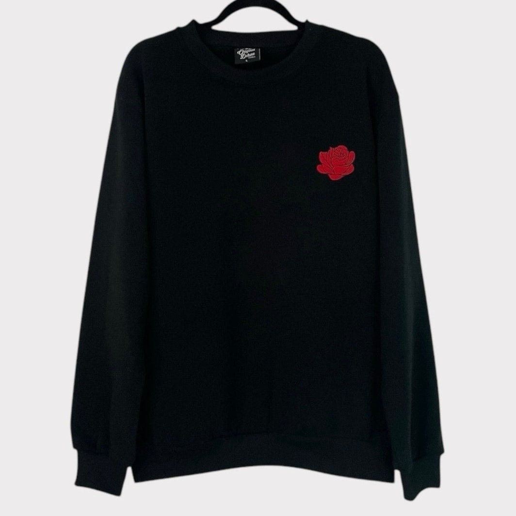 Original Deluxe Supply Mens Black Rose Crewneck Sweatshirt