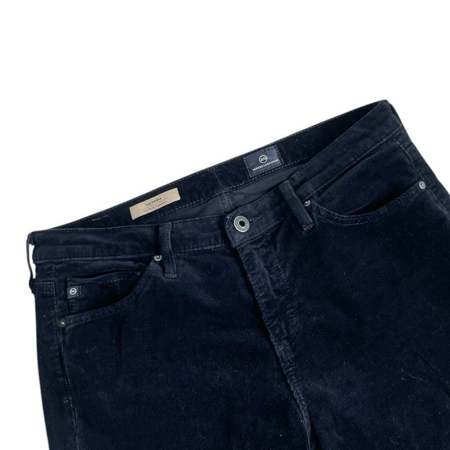 Ag Adriano Goldschmied The Prima Mid-Rise Cigarette Navy Blue Corduroy Pants