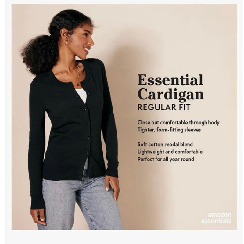 NWT Amazon Essentials Pink Button Down Cardigan Sweater