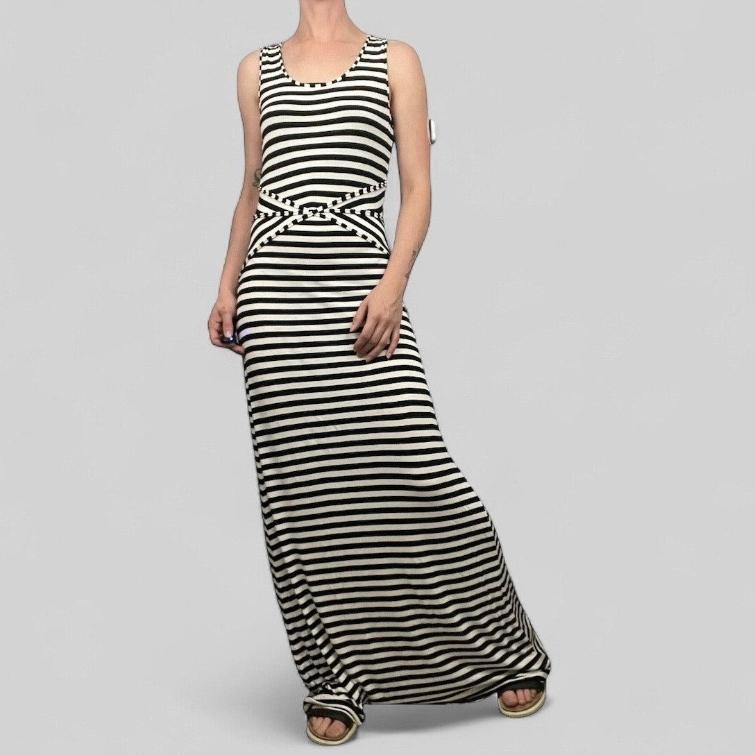 Style & Co. Black & White Striped Maxi Dress