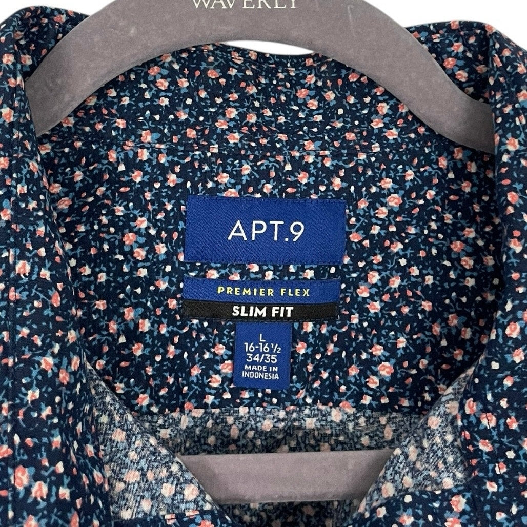 Apt. 9 Mens Premier Flex Slim Fit Floral Button Down Dress Shirt