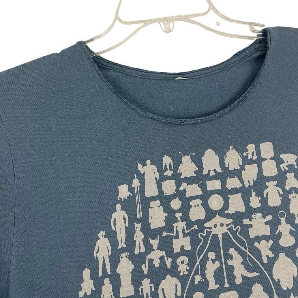 Soft Blue Short Sleeve Sci-Fi Graphic Tee