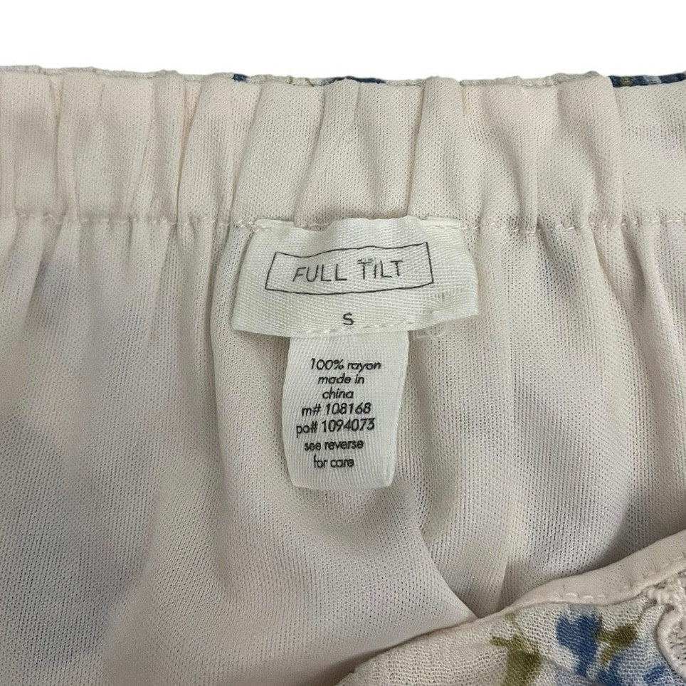 Full Tilt White & Blue Floral Ruffled Mini Skort