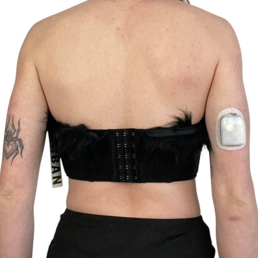 NWT Out From Under Black Faux Fur Strapless Corset Top