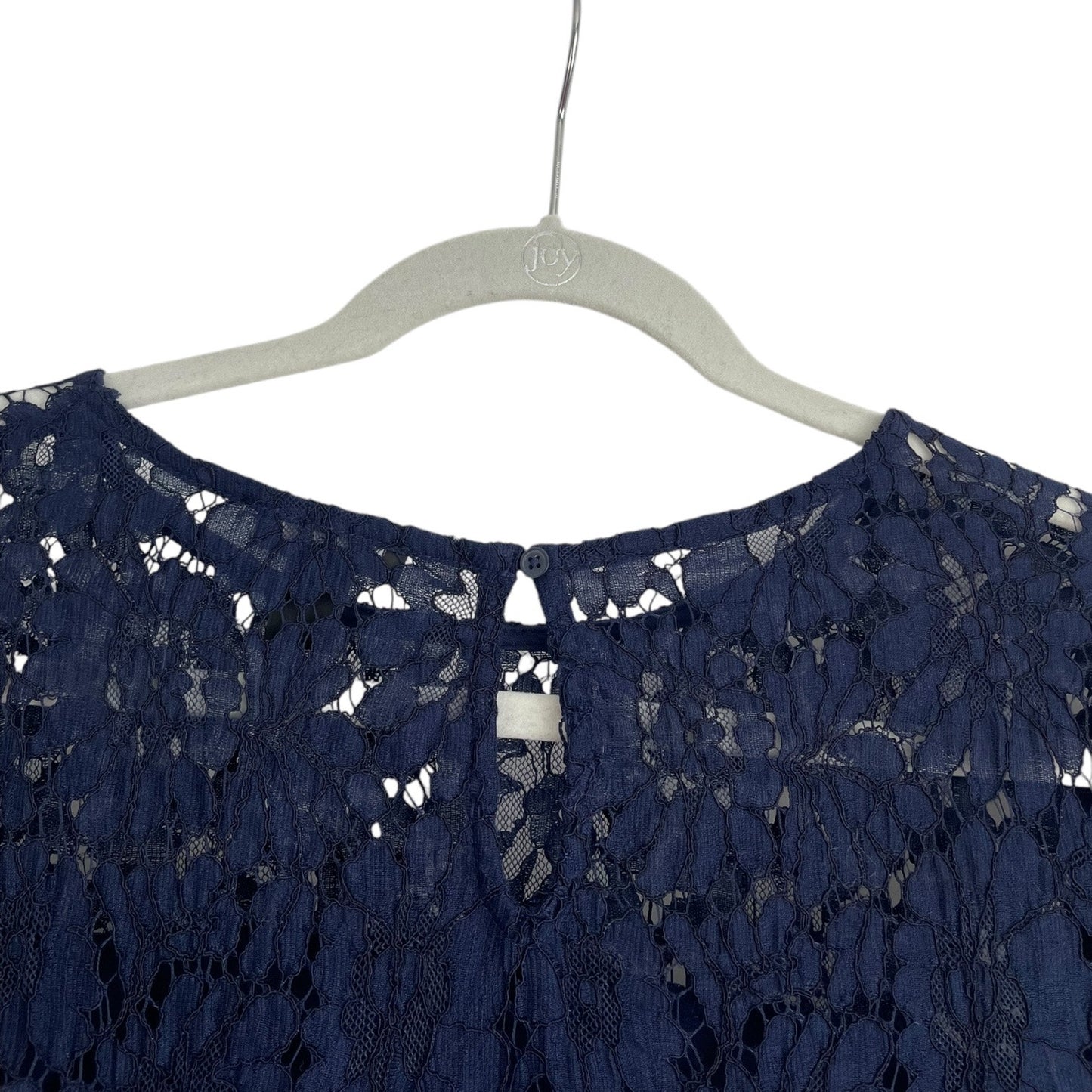Halogen Navy Blue Floral Lace Short Sleeve Blouse