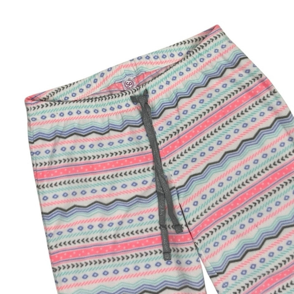 SO Intimates Soft Colorful Geometric Fluffy Striped Pajama Pants