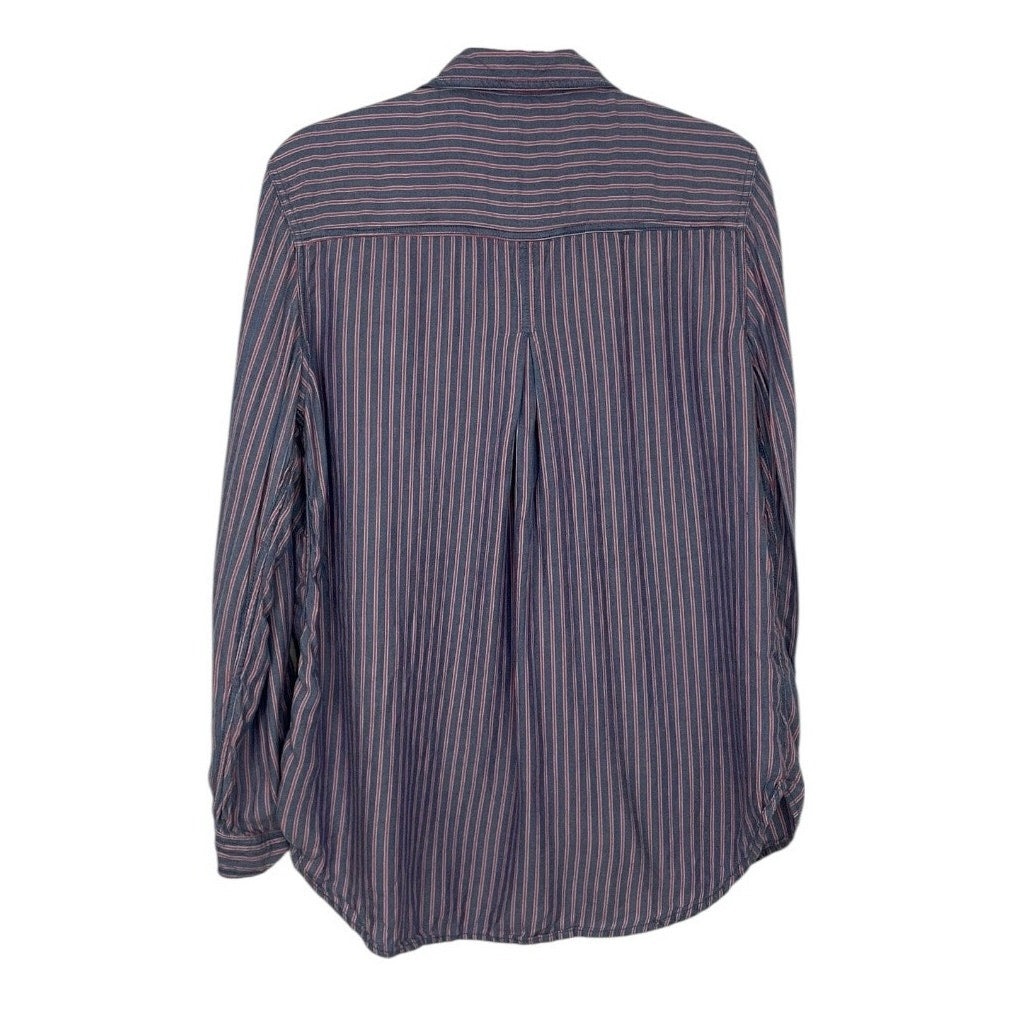 BeachLunchLounge Blue & Red Striped Long Sleeve Button Down Blouse