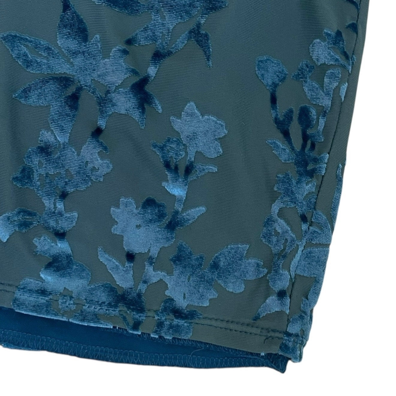 Lucy In The Sky Blue Floral Velvet Lace Up Cross Back Mini Dress