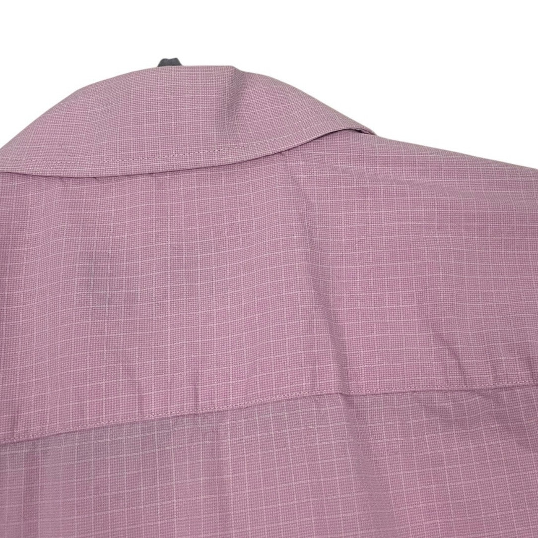 JB Workshop Mens Pink Grid Check Long Sleeve Button Down Shirt