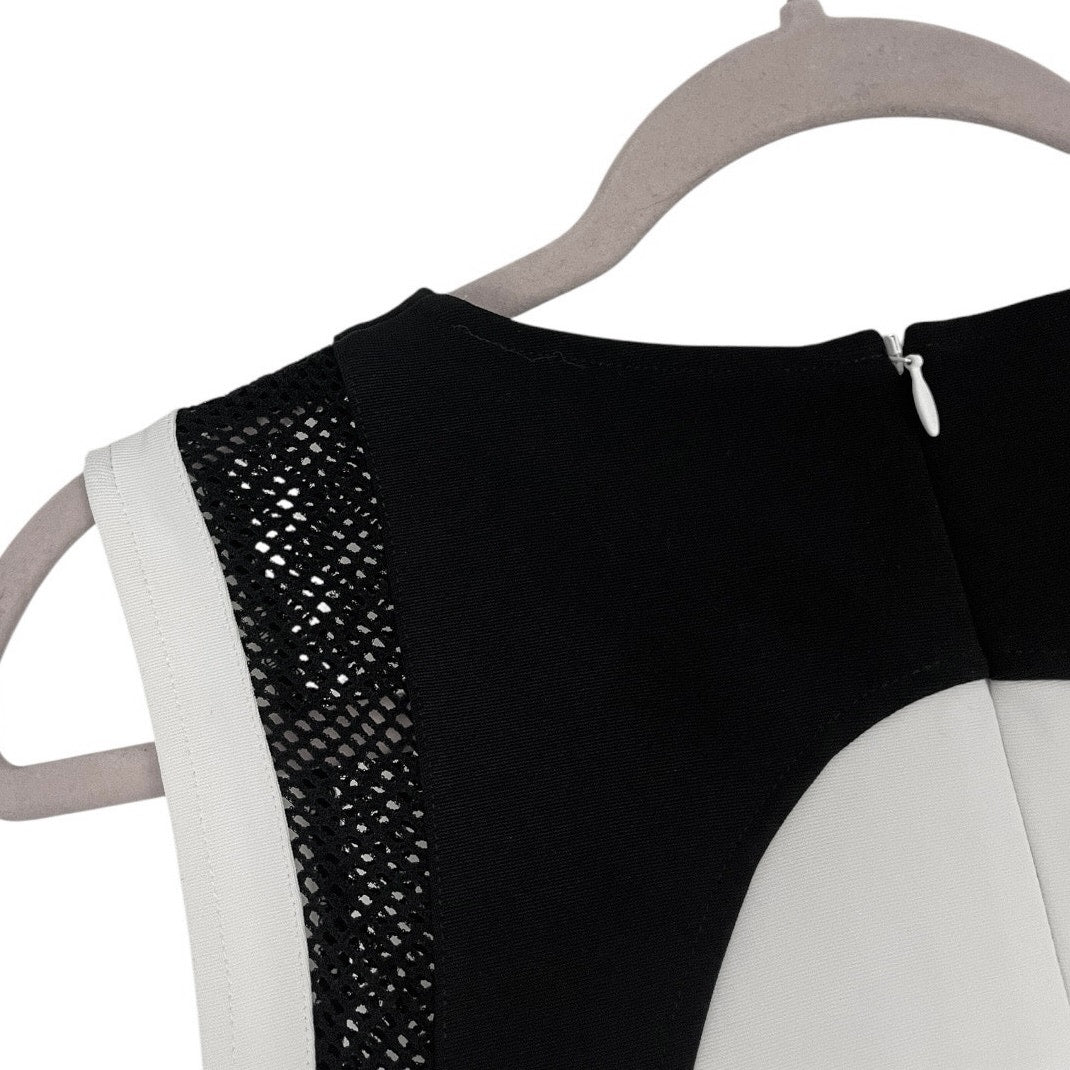 Doncaster Black and White Mesh Trim Dress