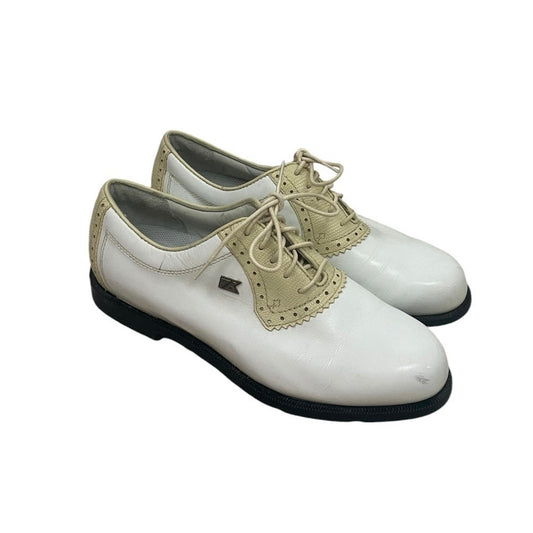 Cutter & Buck Leather White and Cream Lace Up Golf Shoes