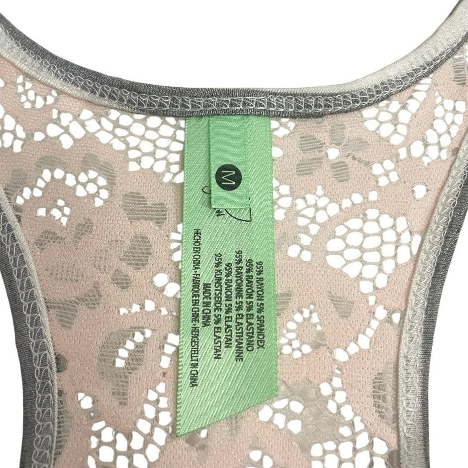 NWT Honeydew Intimates Heather Grey & White Striped Lace Back Tank Top