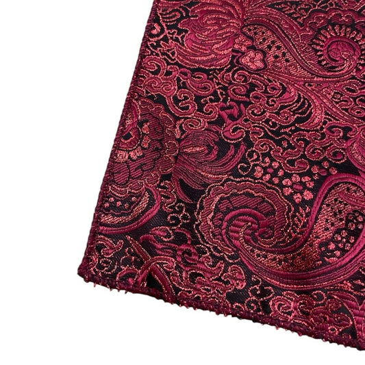 Red Glittery Paisley Mens Pocket Square