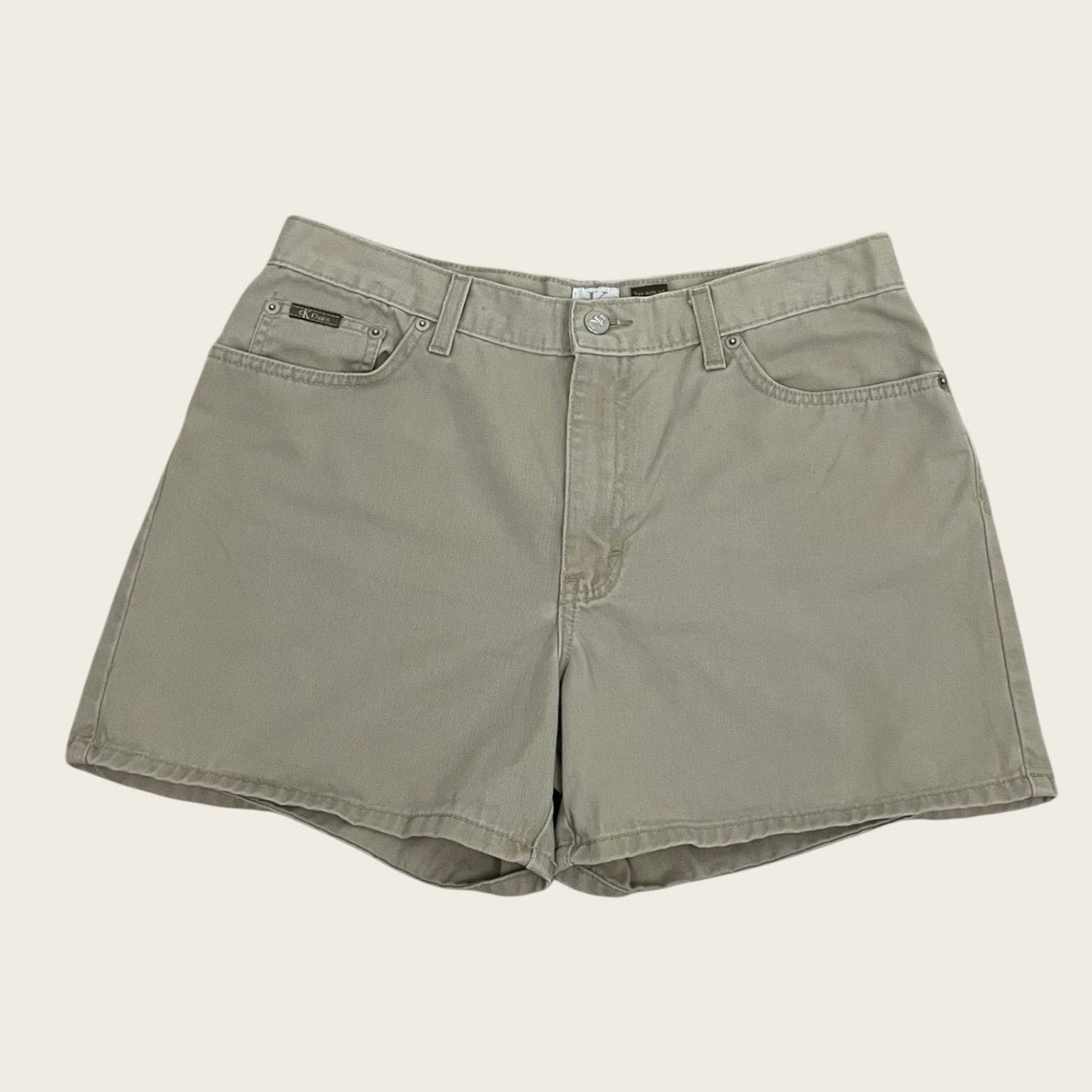 Calvin Klein Jeans Beige Flat Front Twill Khaki Shorts