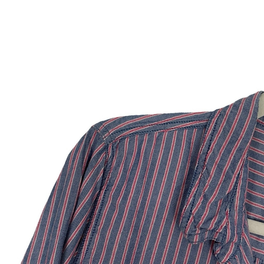 BeachLunchLounge Blue & Red Striped Long Sleeve Button Down Blouse