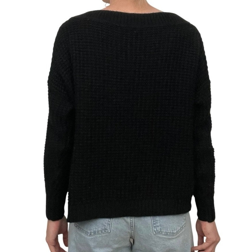 Leith Black Knit Crewneck Sweater