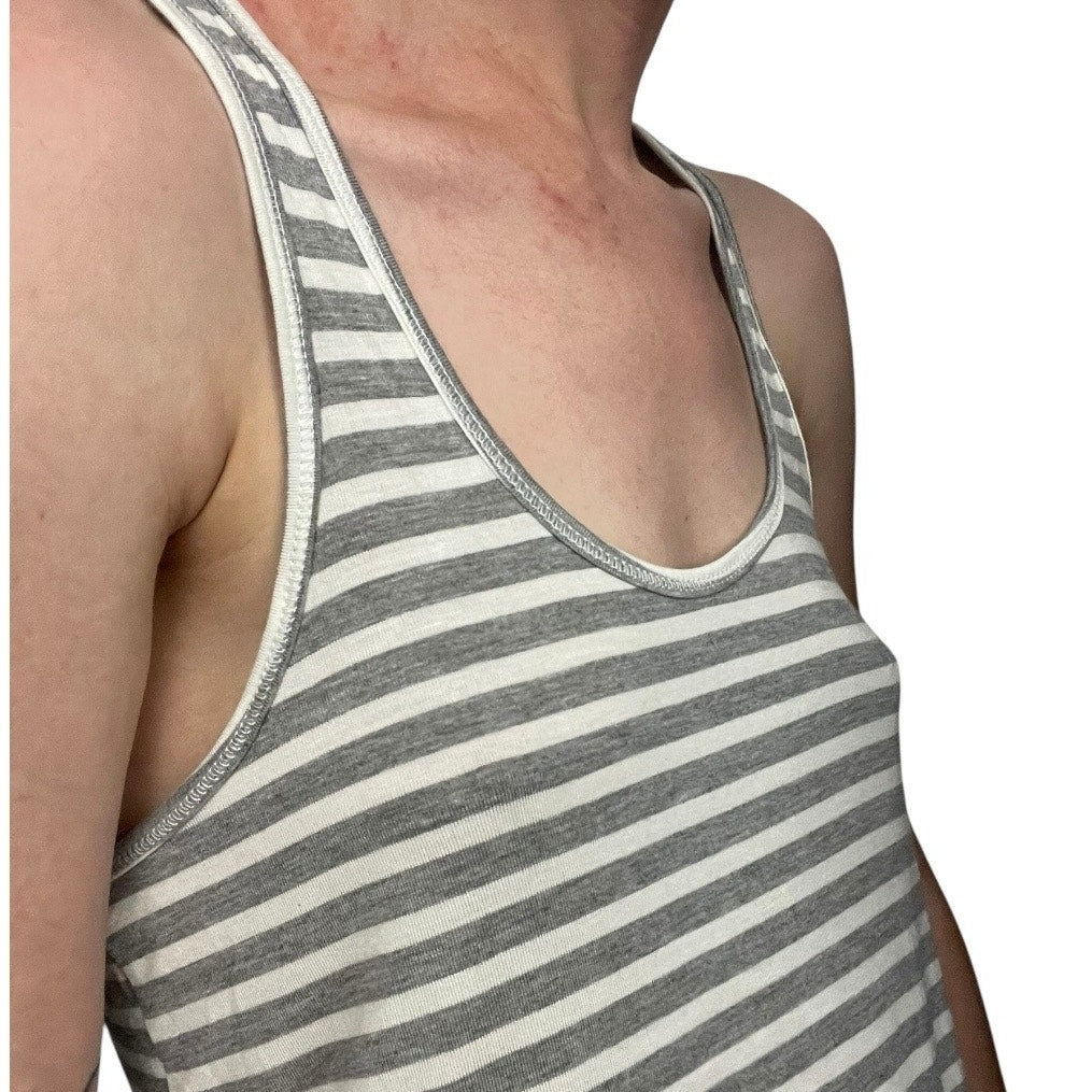 NWT Honeydew Intimates Heather Grey & White Striped Lace Back Tank Top