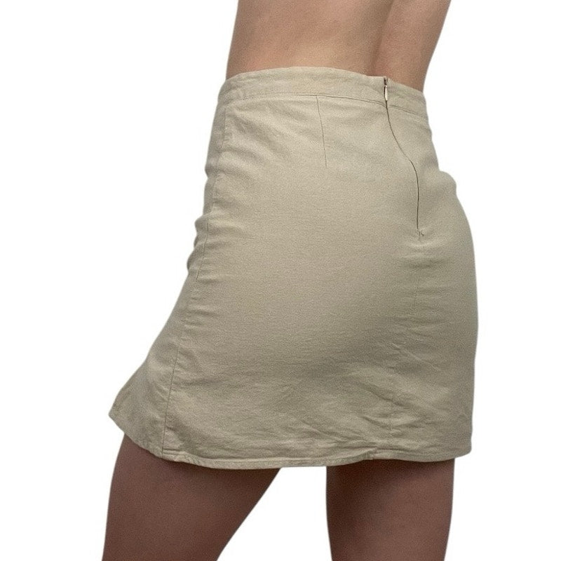 Eight Paris Beige Mini Skirt with Side Slit