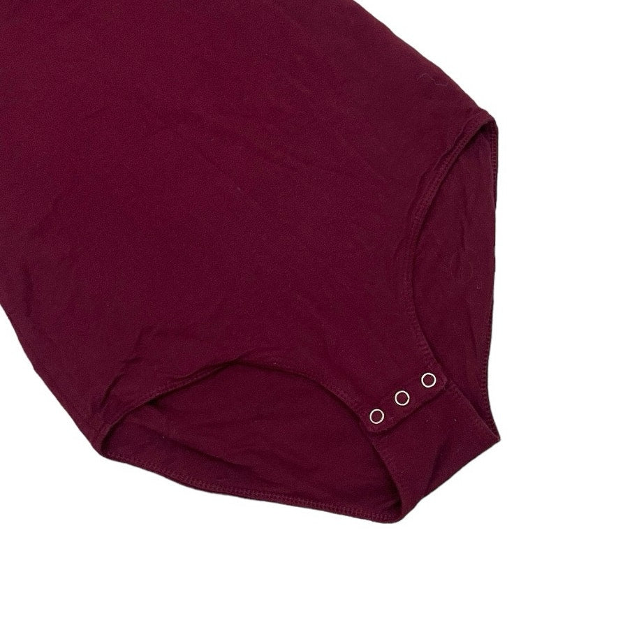 American Eagle Outfitters Essentials Soft Maroon Lace Trim Bodysuit