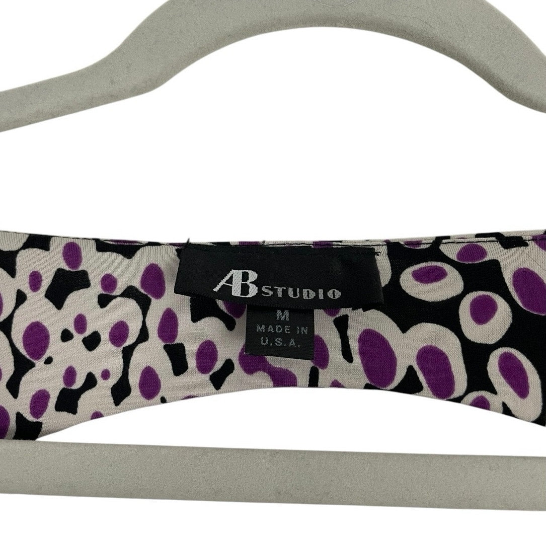 AB Studio Purple Short Sleeve Cutout Back Blouse