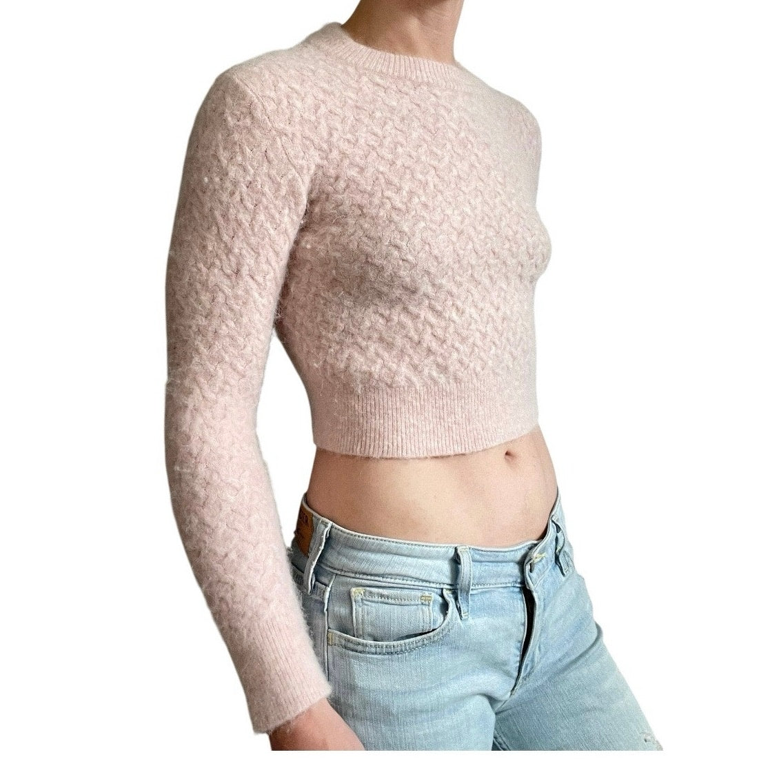 Lululemon Athletica Light Pink Alpaca Wool Knit Cropped Sweater