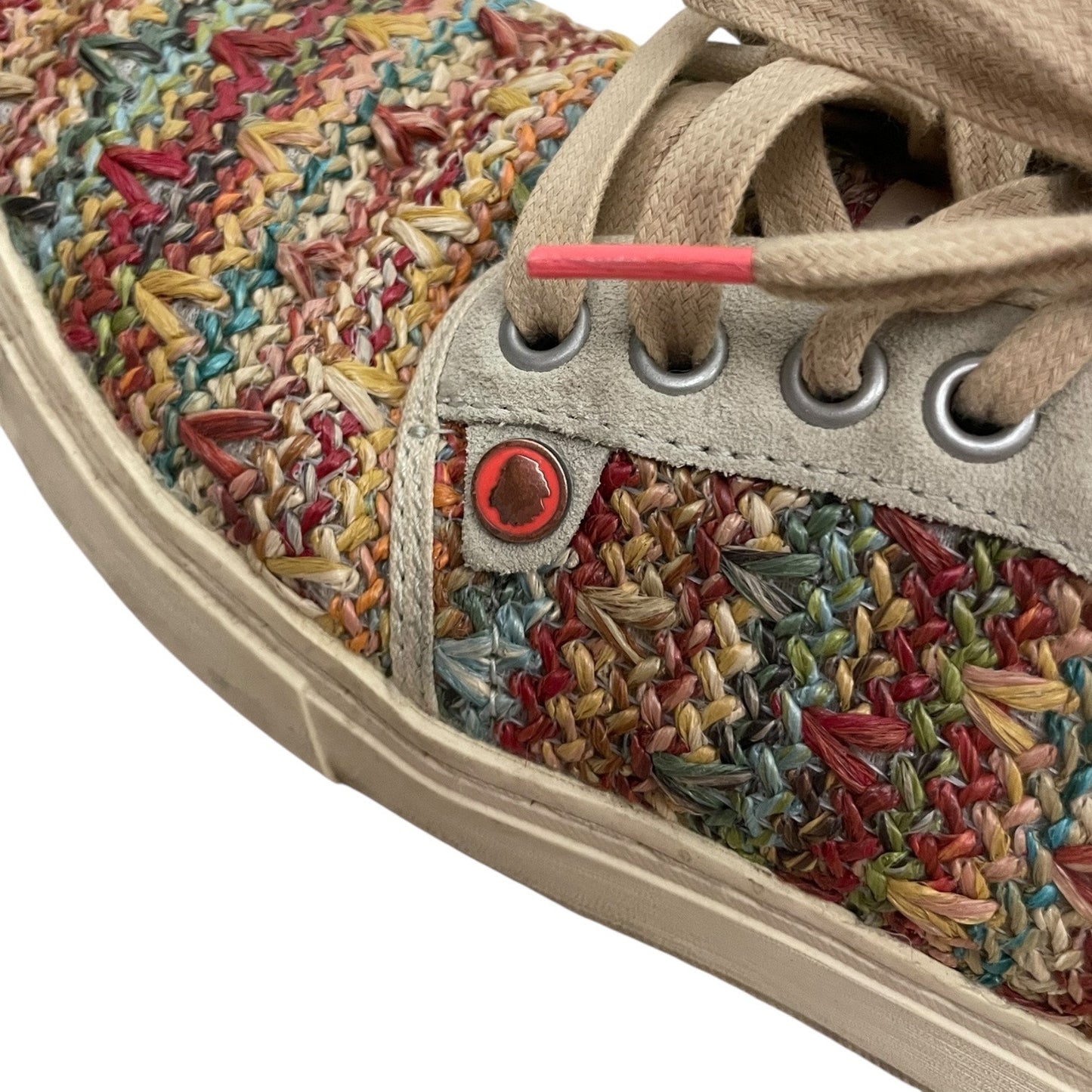 Satorisan Proudly Imperfect Colorful & Beige Woven Knit Lace Up Sneakers