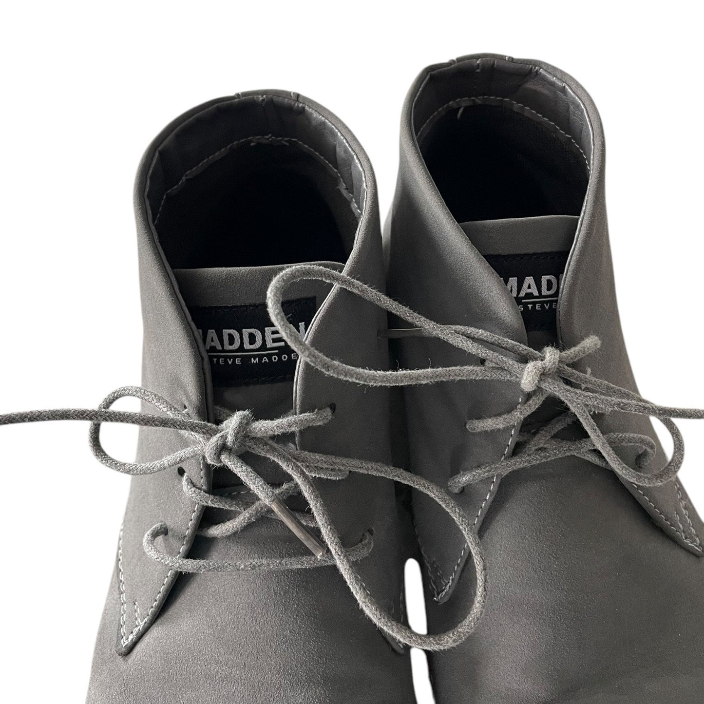 Madden by Steve Madden Mens Grey Faux Suede Lace Up High Top Dress Shoes