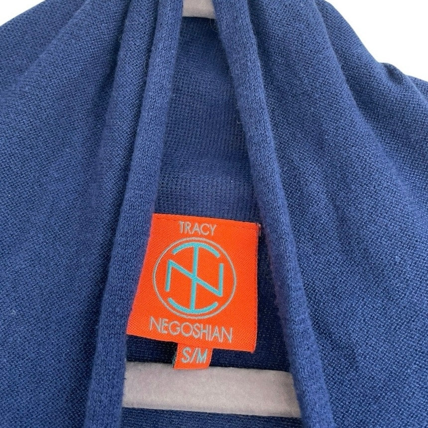 Tracy Negoshian Blue Silk Cardigan Sweater