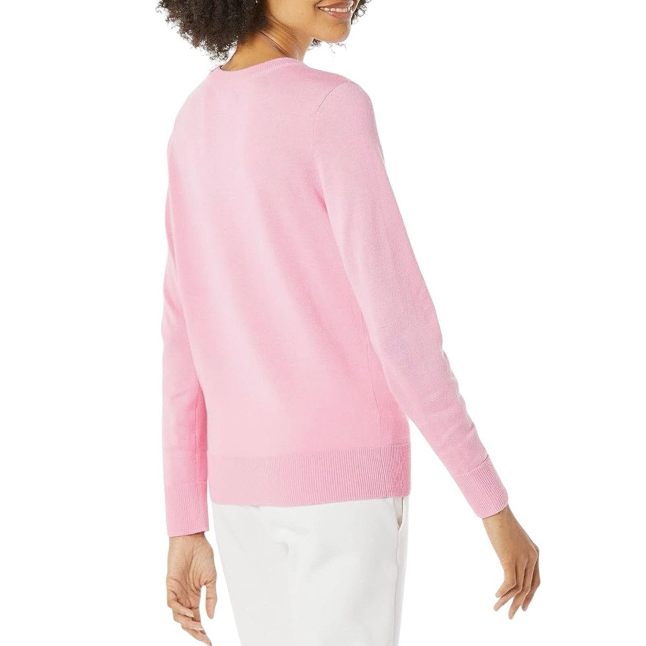NWT Amazon Essentials Pink Button Down Cardigan Sweater