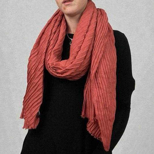 ABS Allen Schwartz Rust Pleated Scarf