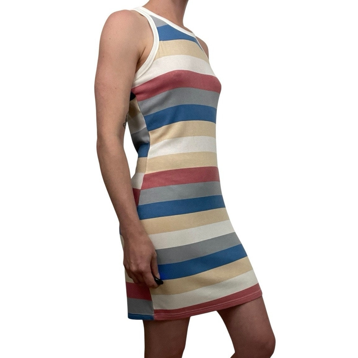 Colorful Striped Ribbed Bodycon Mini Dress