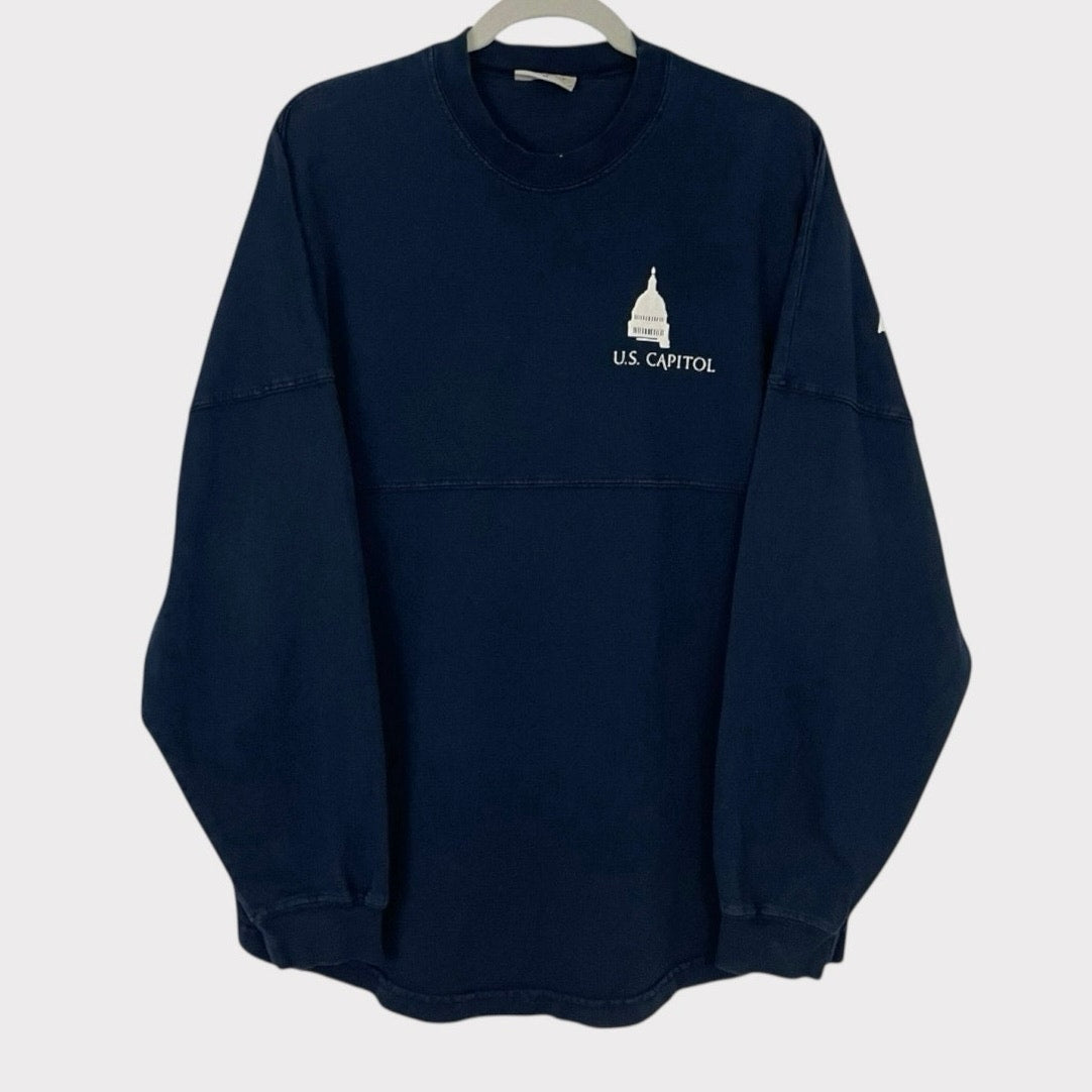 Spirit U.S. Capitol Washington, D.C. Navy Blue Graphic Long Sleeve Crewneck
