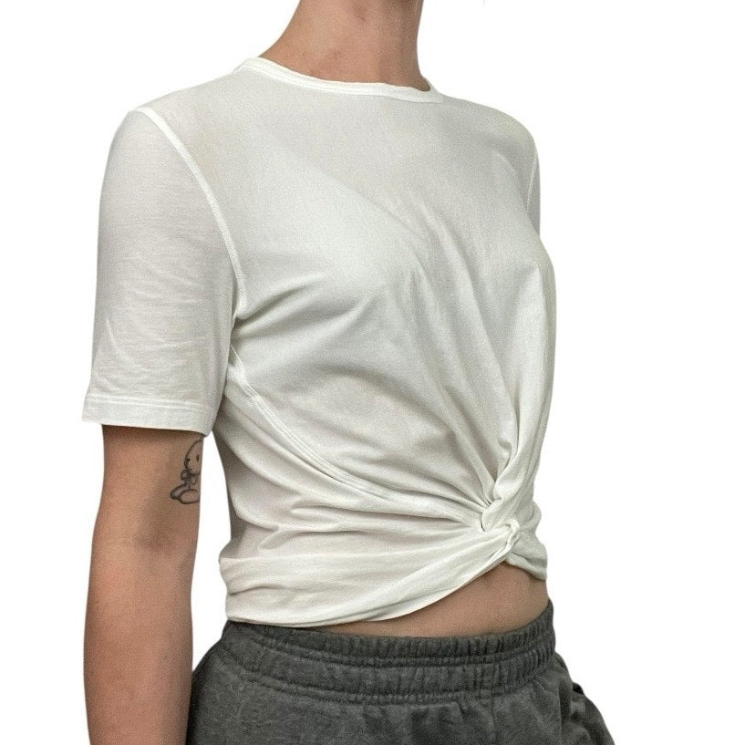 Lululemon Athletica White Short Sleeve Faux Wrap Top