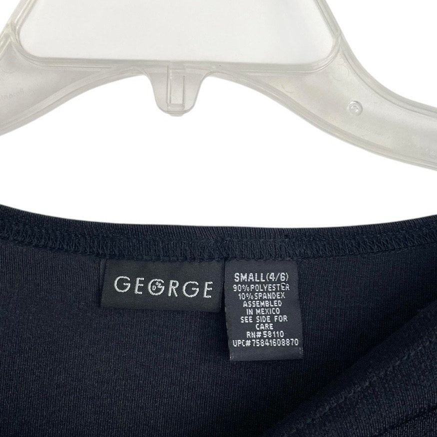 George Vintage Soft Black Quarter Sleeve Crewneck Blouse