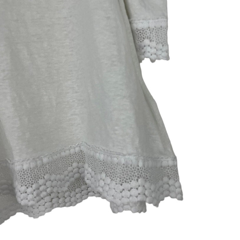 Sanctuary White Cold Shoulder Boho Lace Trim Blouse