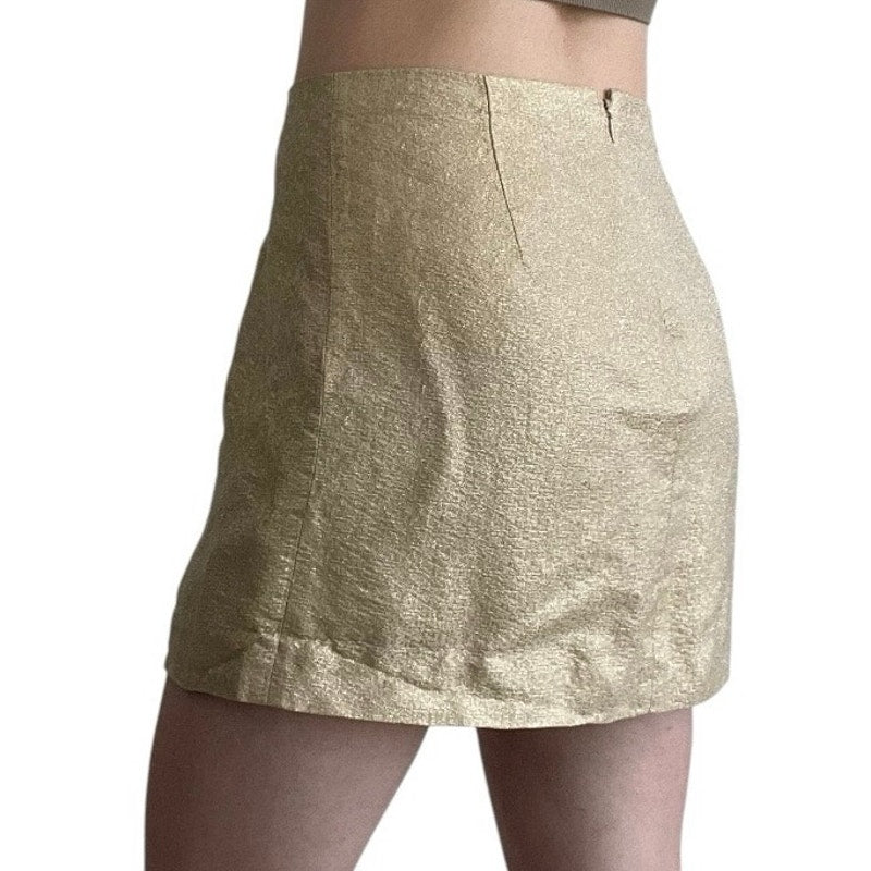 J. Crew Beige Gold Glittery Mini Skirt