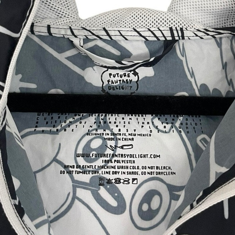 Future Fantasy Delight Black and White Windbreaker Hoodie Quarter Zip